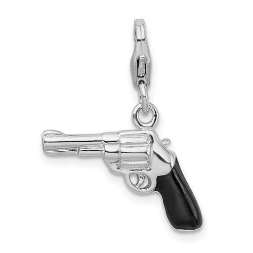 Lex & Lu Sterling Silver 3-D Enameled Pistol w/Lobster Clasp Charm - Lex & Lu