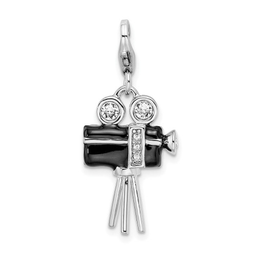 Lex & Lu Sterling Silver 3-D Enameled Movie Camera w/Lobster Clasp Charm - Lex & Lu