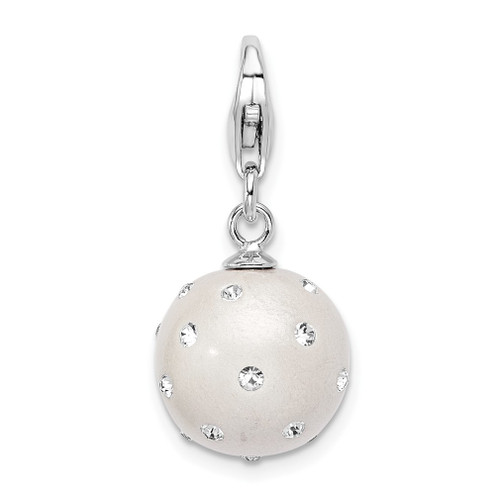 Lex & Lu Sterling Silver Click-on White Ferido & Stellux Crystal Ball Charm - Lex & Lu