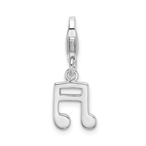 Lex & Lu Sterling Silver Polished Beamed Sixteenth Note w/Lobster Clasp Charm - Lex & Lu