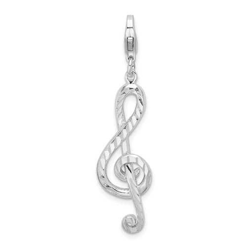 Lex & Lu Sterling Silver D/C Treble Clef w/Lobster Clasp Charm - Lex & Lu