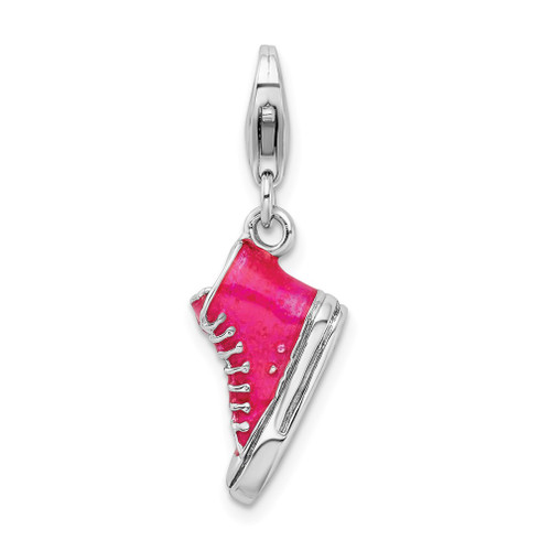 Lex & Lu Sterling Silver w/Rhodium 3-D Enameled High Top Shoe w/Lobster Clasp C - Lex & Lu