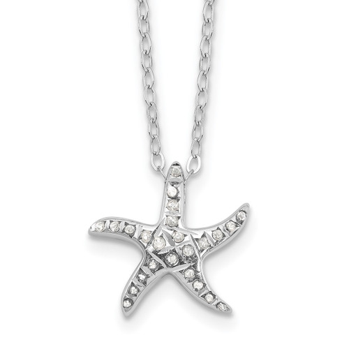 Lex & Lu Sterling Silver Diamond Mystique Starfish 18'' Necklace - Lex & Lu