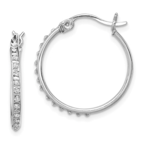 Lex & Lu Sterling Silver Diamond Mystique Round Hoop Earrings LAL108639 - Lex & Lu