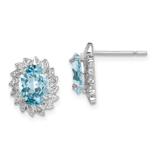 Lex & Lu Sterling Silver Lt Swiss Blue Topaz & Diamond Post Earrings LAL108875 - Lex & Lu