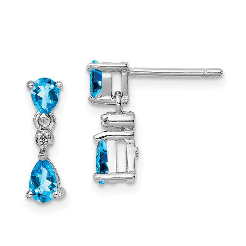 Lex & Lu Sterling Silver Swiss Blue Topaz & Diamond Post Earrings LAL108880 - Lex & Lu