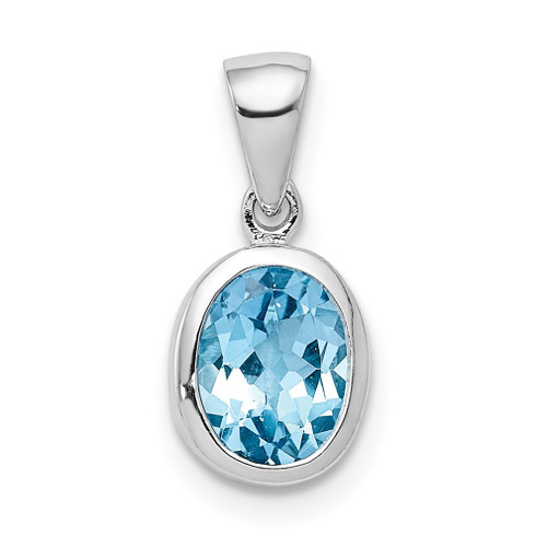 Lex & Lu Sterling Silver w/Rhodium Light Swiss Blue Topaz Pendant LAL108895 - Lex & Lu