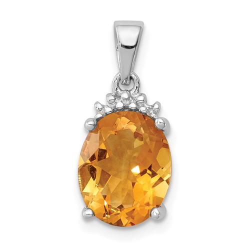 Lex & Lu Sterling Silver w/Rhodium Citrine & Diamond Pendant LAL108963 - Lex & Lu