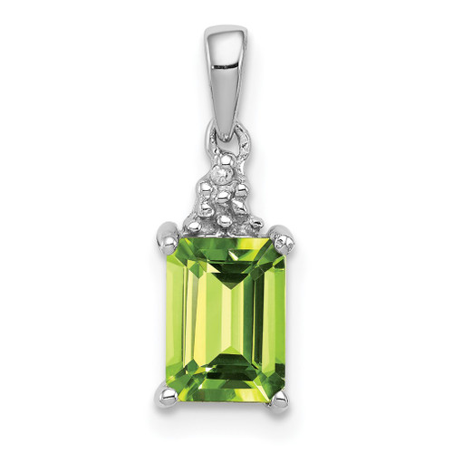 Lex & Lu Sterling Silver w/Rhodium Peridot & Diamond Pendant LAL108986 - Lex & Lu