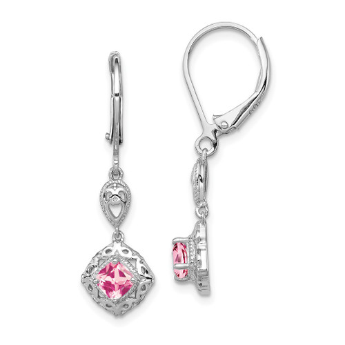 Lex & Lu Sterling Silver Pink Tourmaline Lever Back Earrings LAL109071 - Lex & Lu