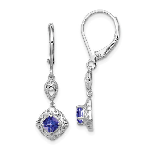 Lex & Lu Sterling Silver Tanzanite Lever Back Earrings LAL109072 - Lex & Lu