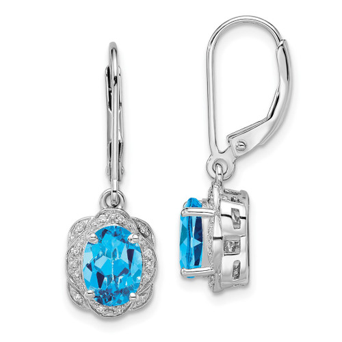 Lex & Lu Sterling Silver Diamond Blue Topaz Earrings LAL109133 - Lex & Lu