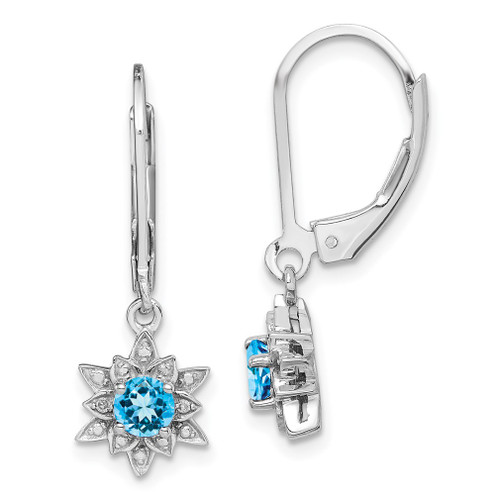 Lex & Lu Sterling Silver Diamond & Light Blue Topaz Earrings LAL109138 - Lex & Lu