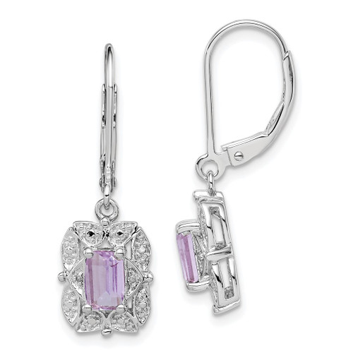 Lex & Lu Sterling Silver Diamond & Pink Quartz Earrings LAL109147 - Lex & Lu