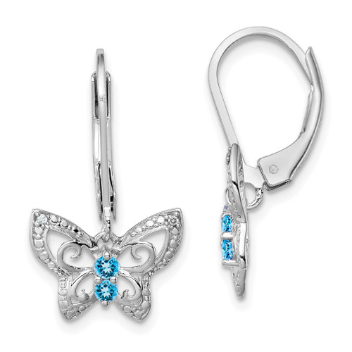 Lex & Lu Sterling Silver Blue Topaz & Diamond Earrings LAL109235 - Lex & Lu