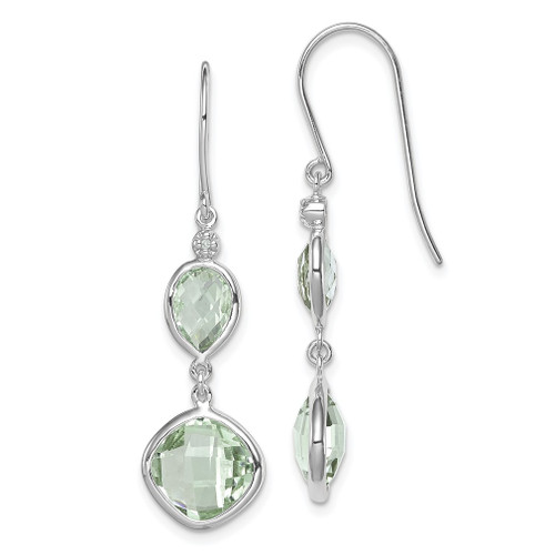 Lex & Lu Sterling Silver w/Rhodium Diamond Green Quartz Earrings LAL109248 - Lex & Lu