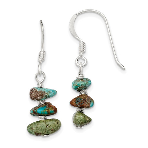 Lex & Lu Sterling Silver Turquoise Chip Dangle Earrings - Lex & Lu