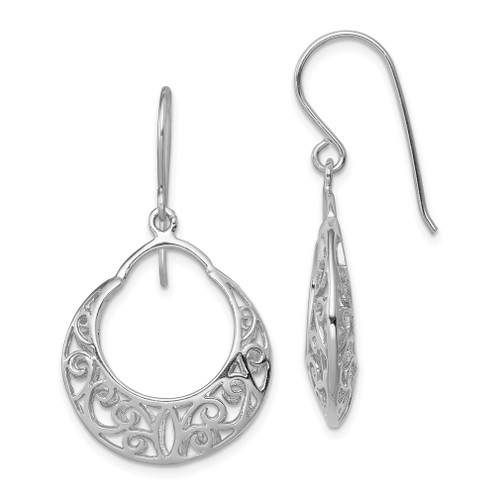 Lex & Lu Sterling Silver w/Rhodium Fancy Shepherd Hook Earrings LAL109615 - Lex & Lu