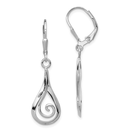Lex & Lu Sterling Silver w/Rhodium Polished Fancy Dangle Leverback Earrings - Lex & Lu