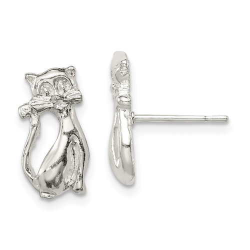 Lex & Lu Sterling Silver Cat Mini Earrings LAL109684 - Lex & Lu