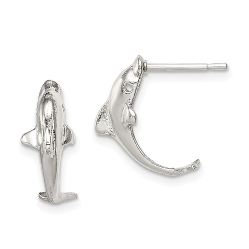 Lex & Lu Sterling Silver Dolphin Mini Earrings LAL109821 - Lex & Lu