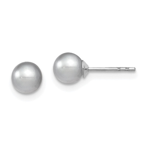 Lex & Lu Sterling Silver 5-6mm Grey FW Cultured Round Pearl Stud Earrings - Lex & Lu