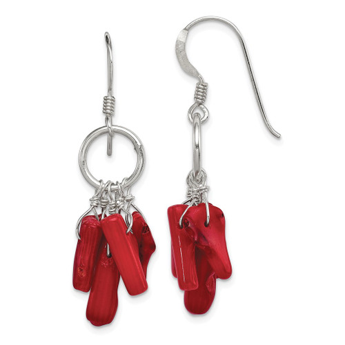 Lex & Lu Sterling Silver Red Coral Earrings LAL109931 - Lex & Lu