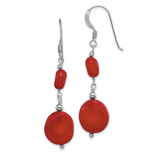 Lex & Lu Sterling Silver Red Coral Earrings LAL109933 - Lex & Lu