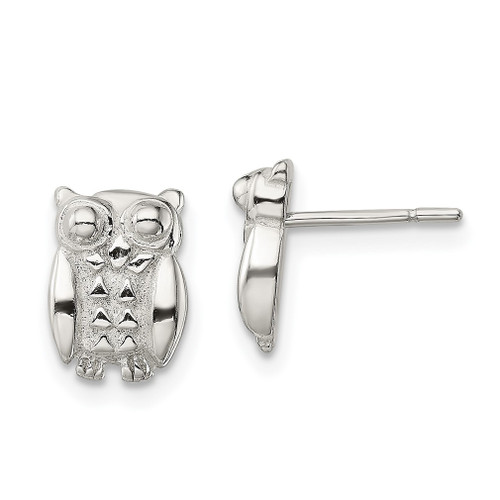 Lex & Lu Sterling Silver Polished Owl Post Earrings - Lex & Lu