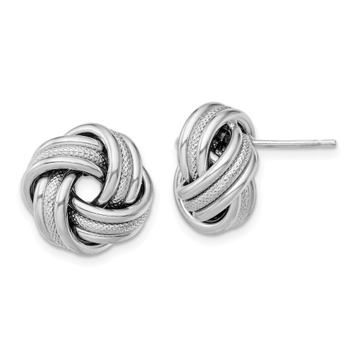 Lex & Lu Sterling Silver w/Rhodium & Textured Love Knot Post Earrings - Lex & Lu