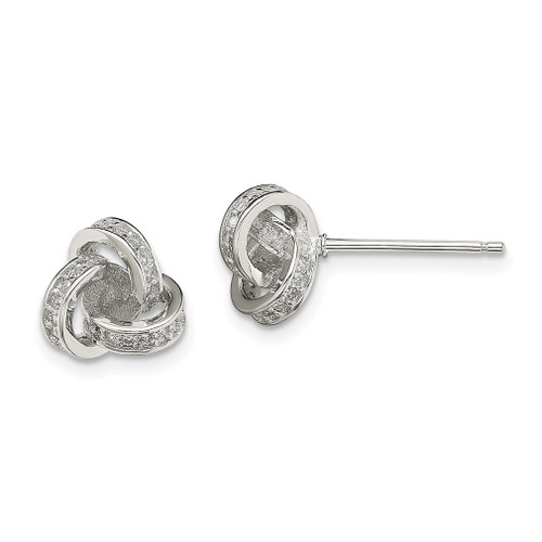 Lex & Lu Sterling Silver CZ Love Knot Post Earrings LAL110080 - Lex & Lu