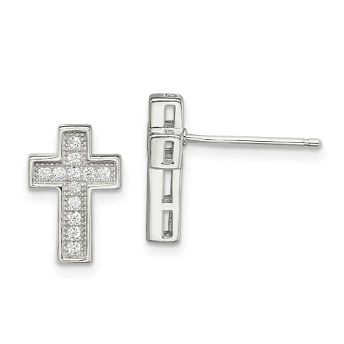 Lex & Lu Sterling Silver CZ Cross Post Earrings LAL110159 - Lex & Lu