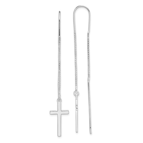 Lex & Lu Sterling Silver Cross Threader Earrings - Lex & Lu