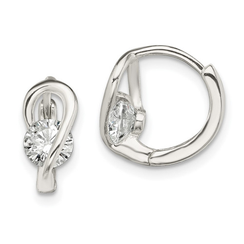 Lex & Lu Sterling Silver CZ Hinged Hoop Earrings LAL110315 - Lex & Lu