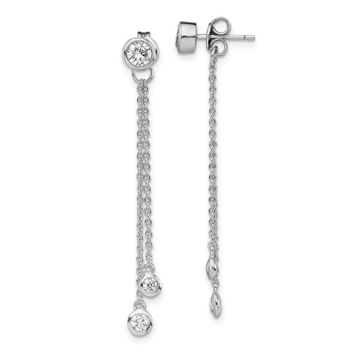 Lex & Lu Sterling Silver w/Rhodium CZ Front & Back Dangle Chain Earrings LAL110320 - Lex & Lu