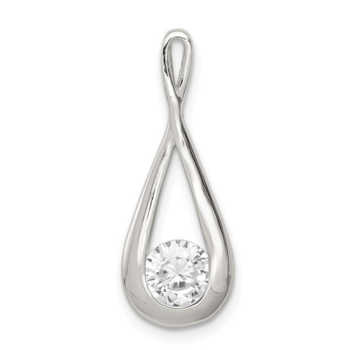 Lex & Lu Sterling Silver CZ Tear Drop Pendant - Lex & Lu