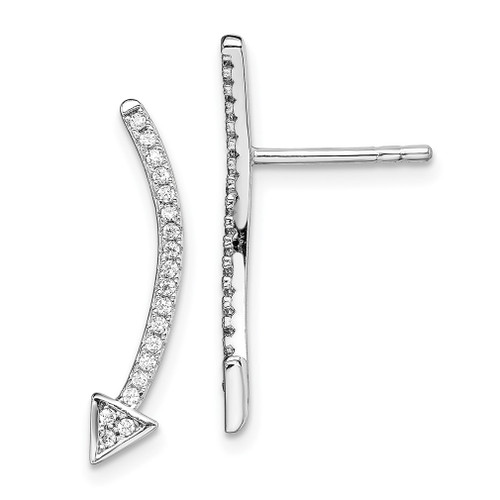 Lex & Lu Sterling Silver w/Rhodium CZ Arrow Ear Climber Post Earrings - Lex & Lu