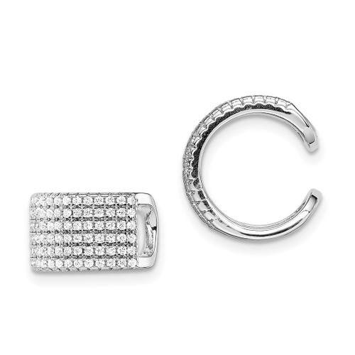 Lex & Lu Sterling Silver w/Rhodium Micropave CZ Earrings Cuff - Lex & Lu