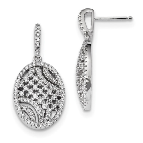 Lex & Lu Sterling Silver w/Rhodium CZ Post Dangle Earrings LAL110403 - Lex & Lu