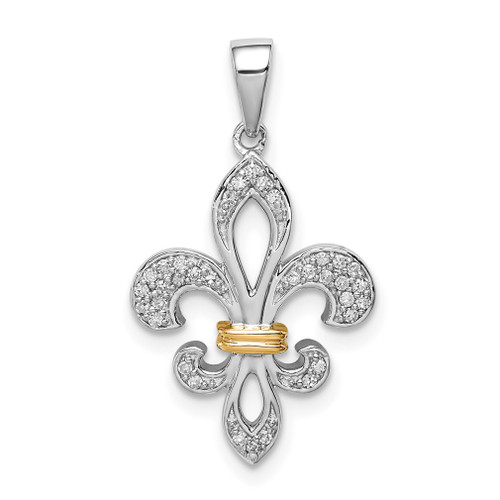 Lex & Lu Sterling Silver & 14K Two Tone Fleur De Lis Pendant - Lex & Lu