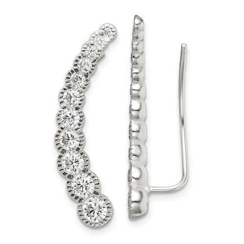 Lex & Lu Sterling Silver CZ Ear Climber Earrings - Lex & Lu