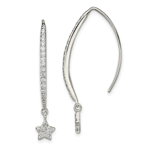 Lex & Lu Sterling Silver CZ Star Threader Earrings - Lex & Lu