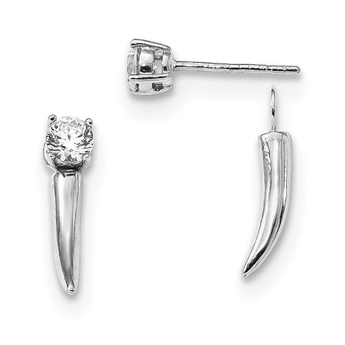 Lex & Lu Sterling Silver w/Rhodium CZ Removeable Front Back Post Earrings - Lex & Lu