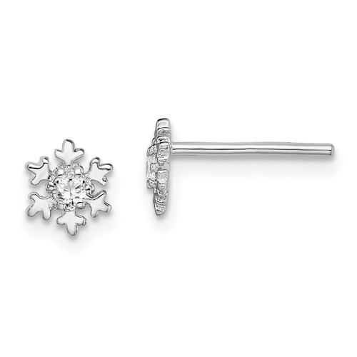 Lex & Lu Sterling Silver w/Rhodium CZ Snowflake Post Earrings LAL110473 - Lex & Lu