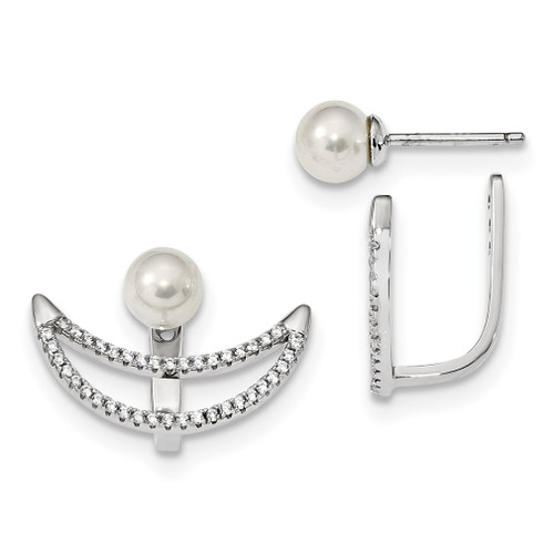 Lex & Lu Sterling Silver w/Rhodium Shell Pearl & CZ Detachable Earring - Lex & Lu