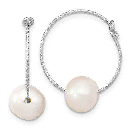 Lex & Lu Sterling Silver RH 8-9mm Round FWC Pearl Hoop Earrings - Lex & Lu