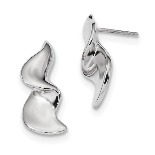 Lex & Lu Sterling Silver w/Rhodium Ribbon Post Earrings - Lex & Lu