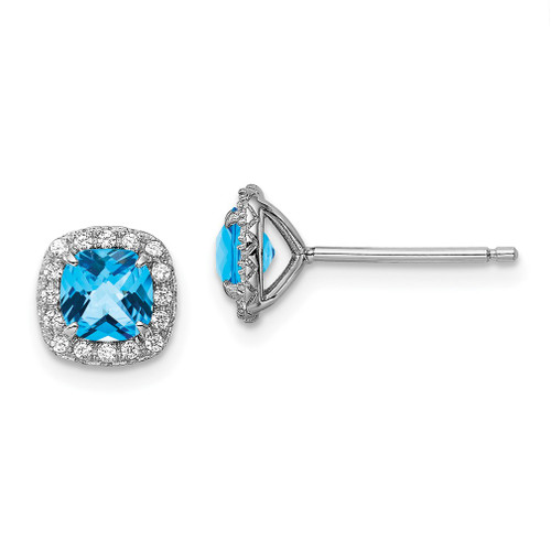 Lex & Lu Sterling Silver w/Rhodium 1.24Blue Topaz/Created White Sapphire Post Ea - Lex & Lu