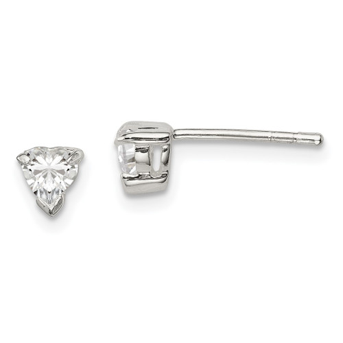 Lex & Lu Sterling Silver 4mm Heart CZ Stud Earrings - Lex & Lu