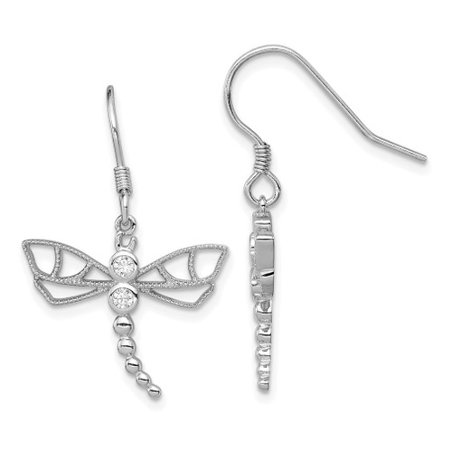 Lex & Lu Sterling Silver CZ Dragonfly Earrings LAL110883 - Lex & Lu